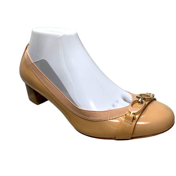 NEW  Coach Tandy Nude Patent Leather Horse Bit Block‎ Heel Pumps - Picture 9 of 11